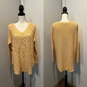 Free People V Neck open knit sweater EUC